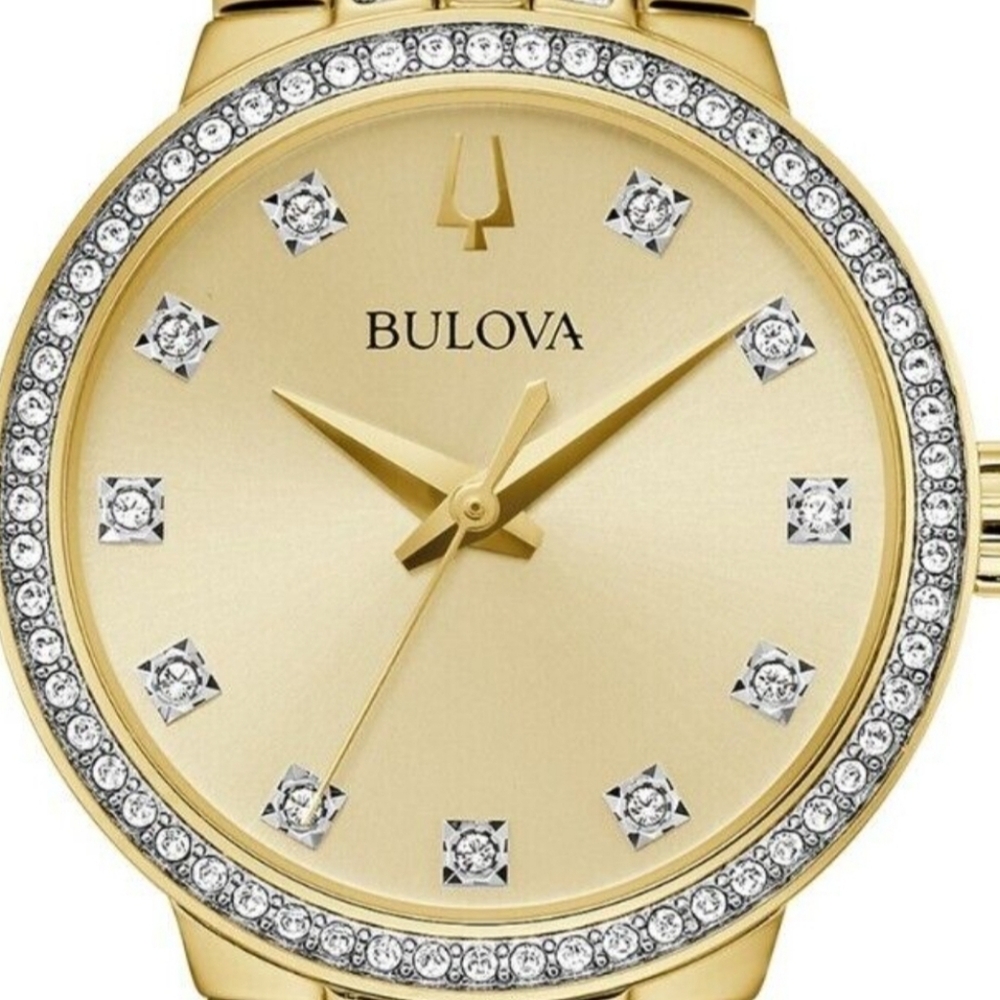 ***BRAND NEW*** Bulova Womens Crystal Accent Gold Tone Stainless Steel - Picture 3 of 9